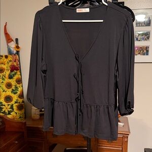 Chic Black V-Neck Women's Blouse